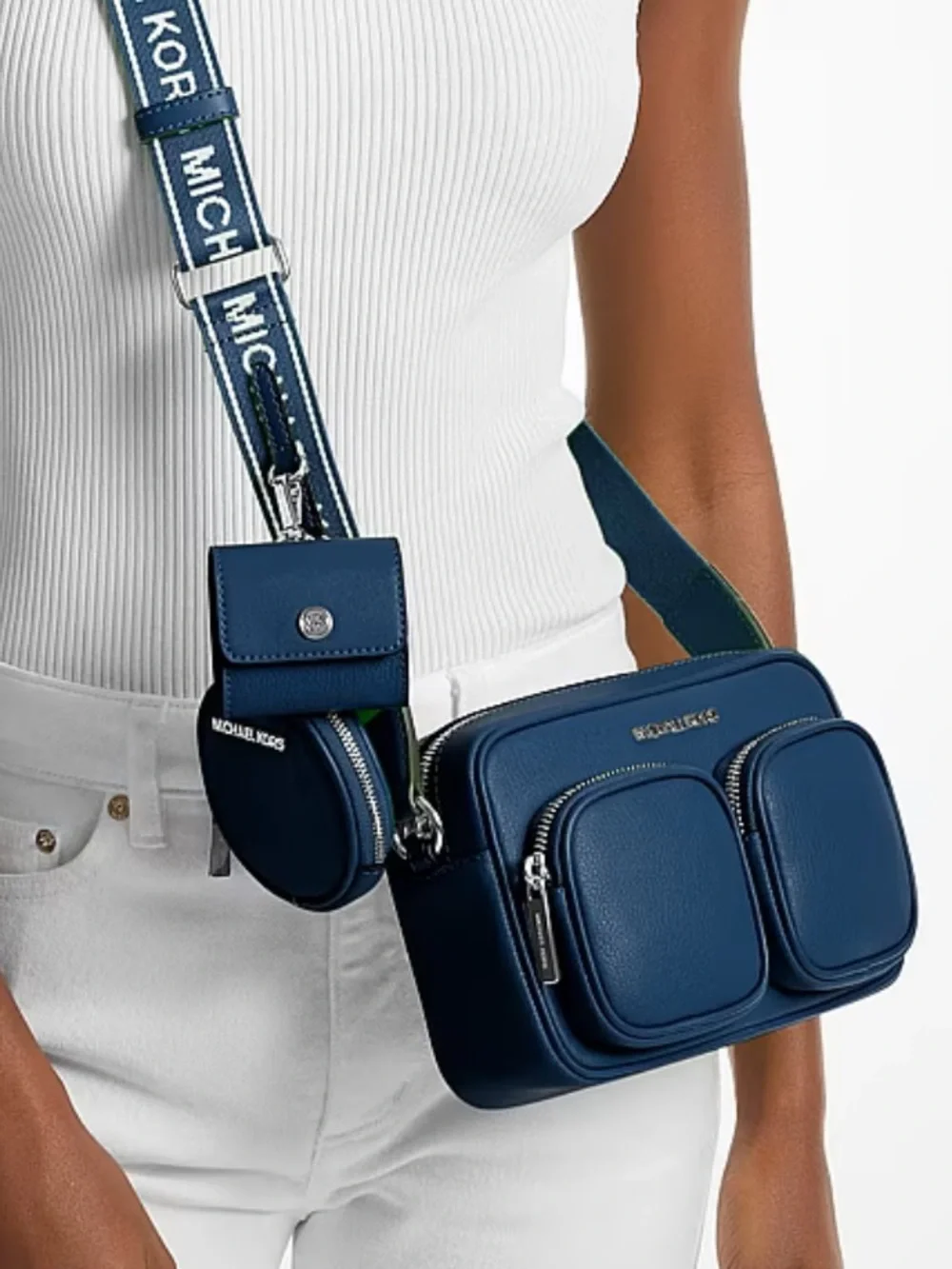 Michael Kors Jet Set Leather Md Pocket Xbody Crossbody Case Apple Airpods Pro®